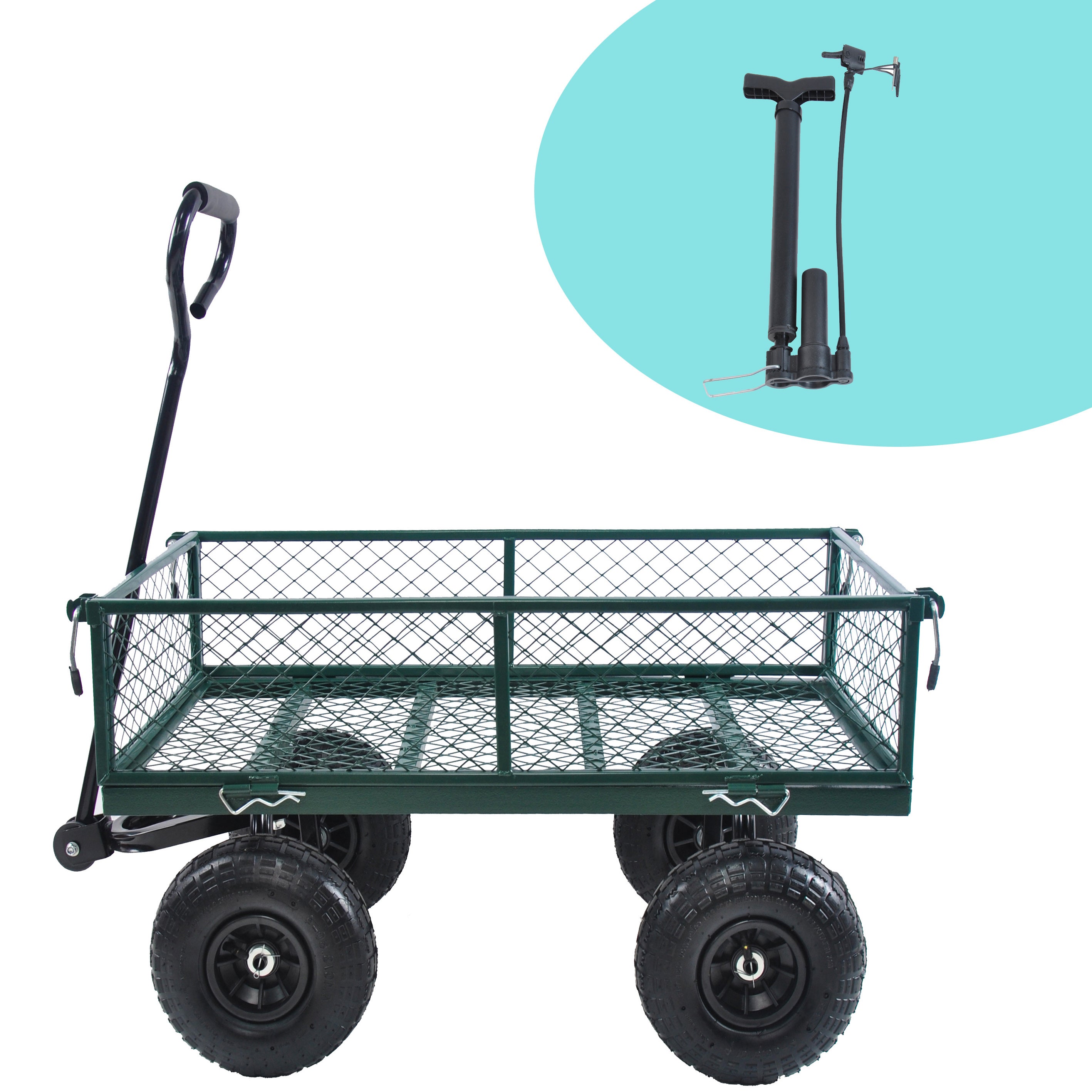 Meckorn Foldable Garden Wagon Cart for Firewood and Yard Transport | Green