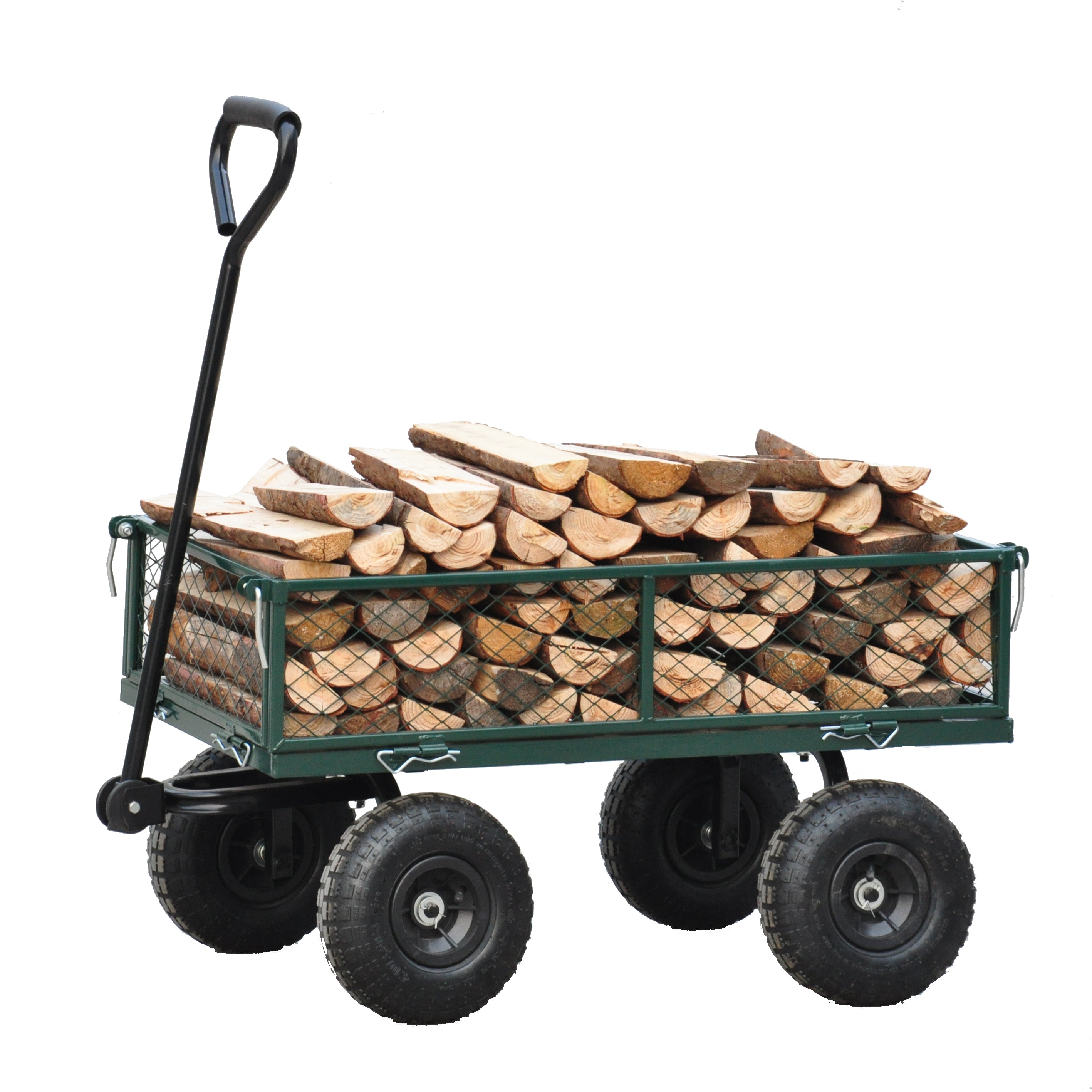 Meckorn Foldable Garden Wagon Cart for Firewood and Yard Transport | Green