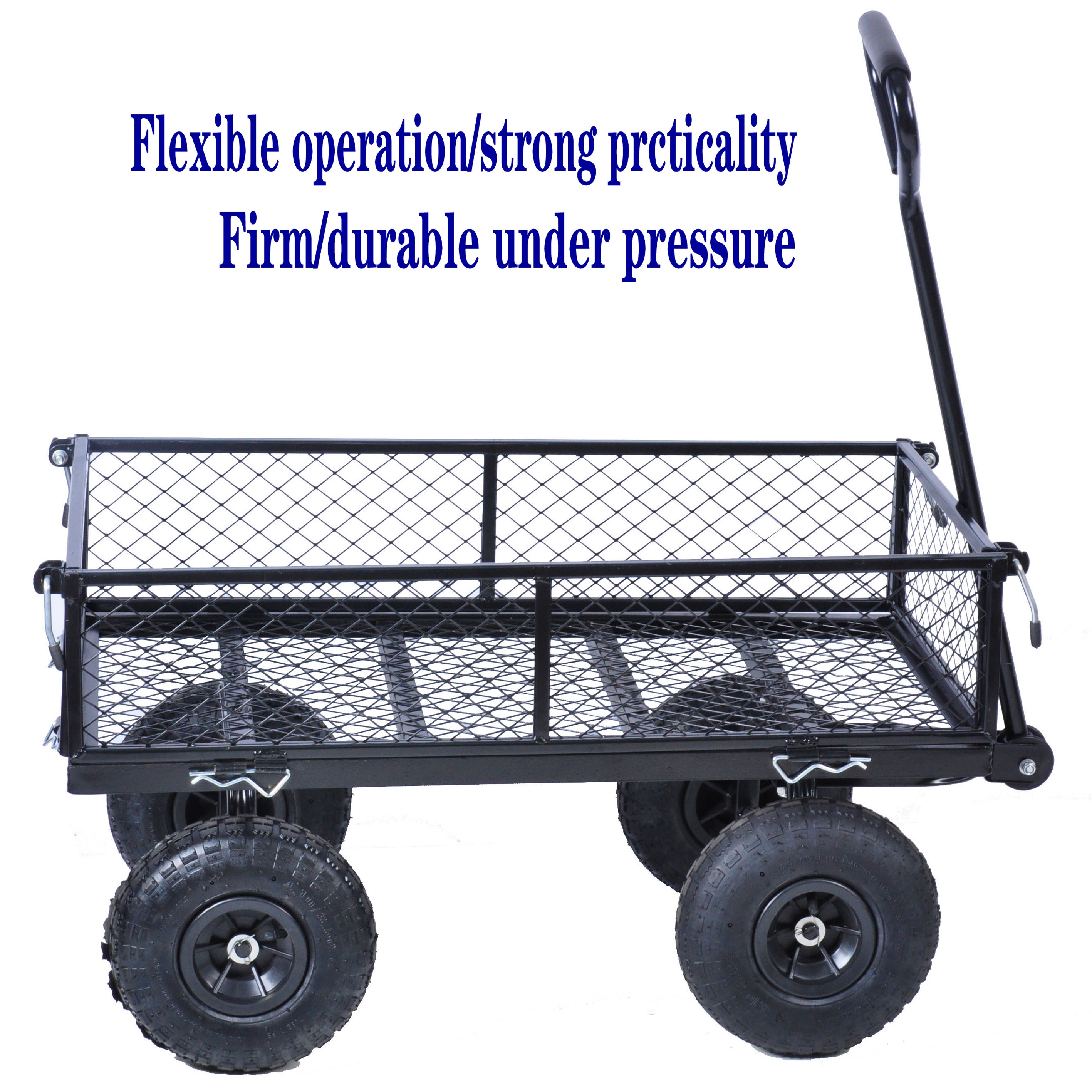 Meckorn 550 lb Mesh Steel Garden Cart with Removable Sides