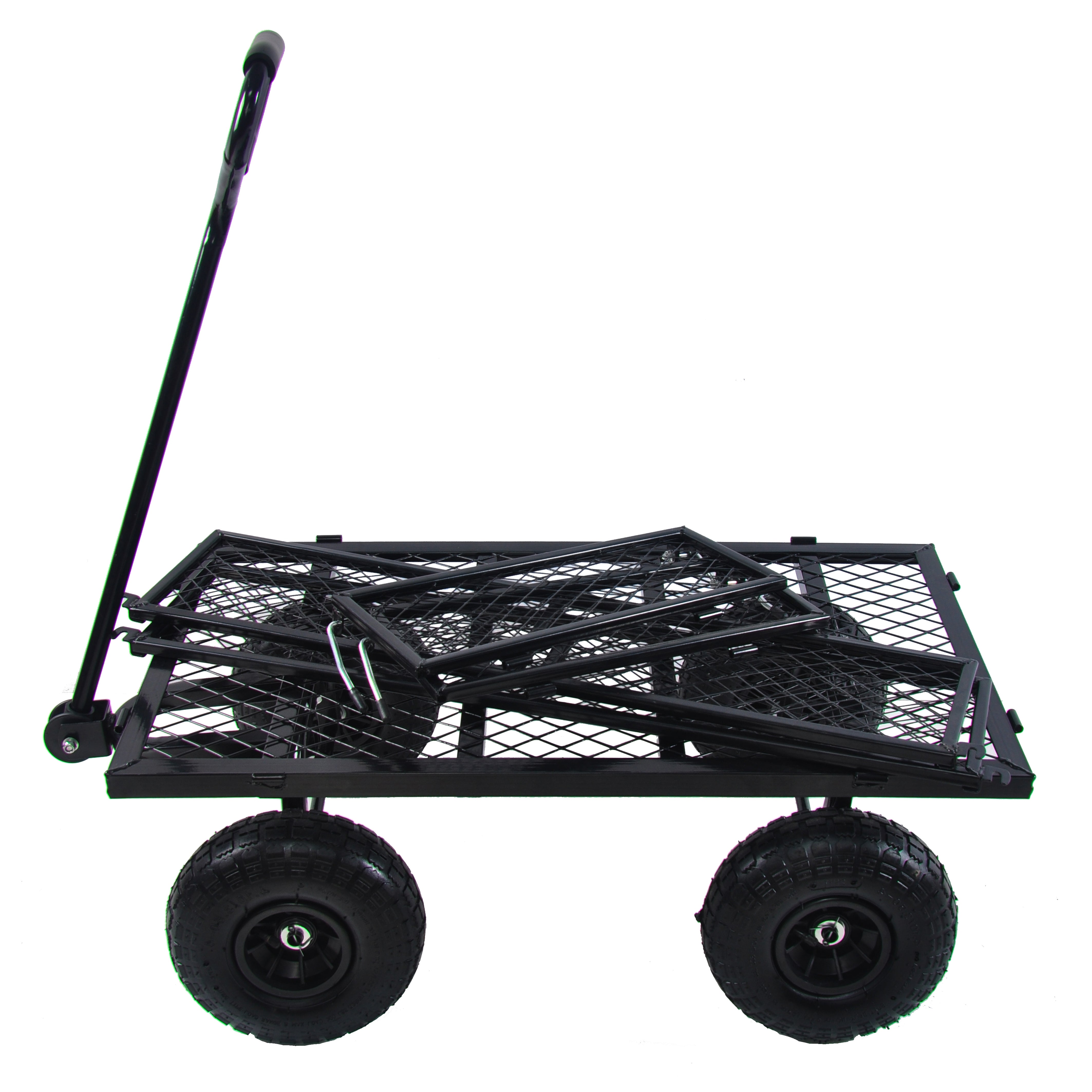 Meckorn 550 lb Mesh Steel Garden Cart with Removable Sides