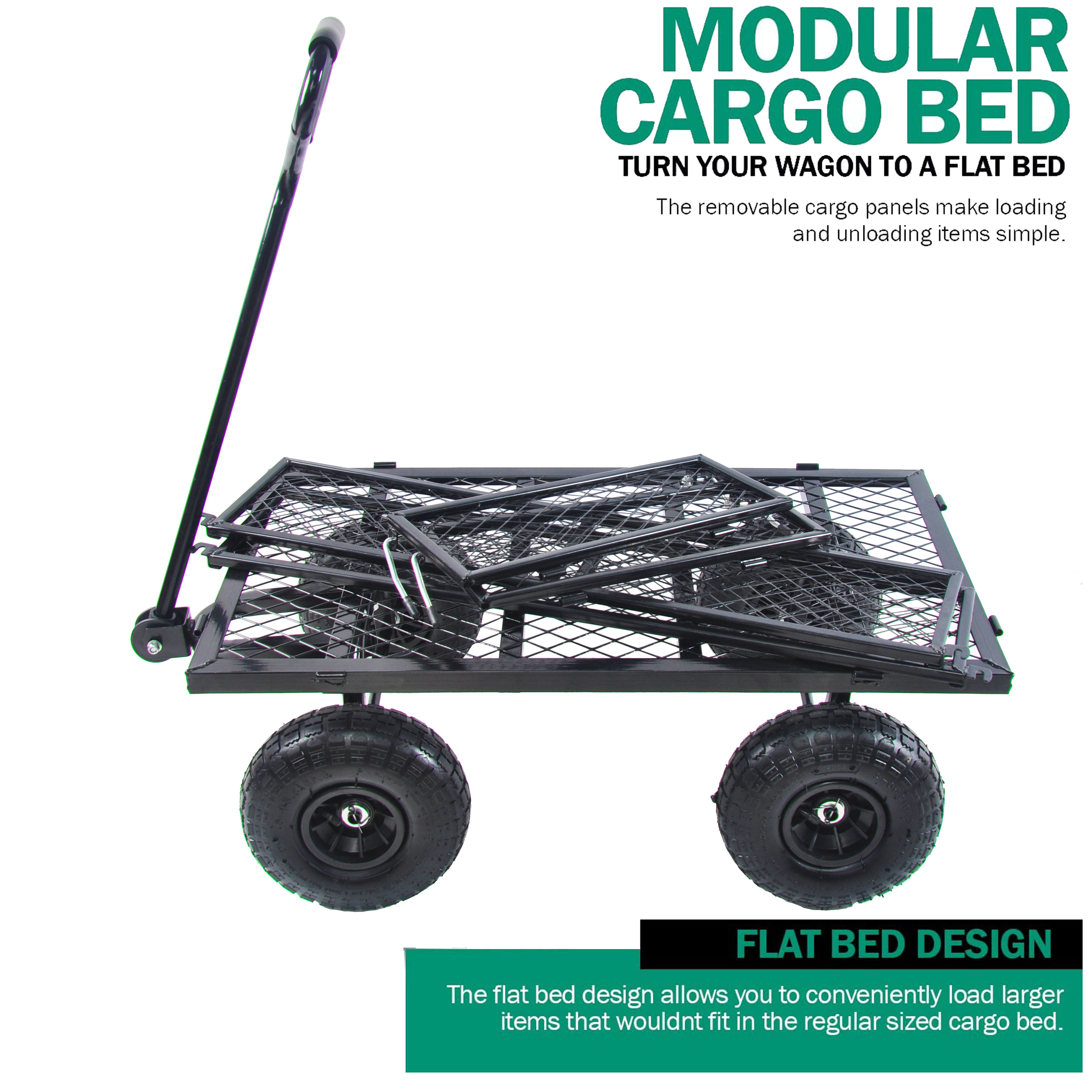 Meckorn 550 lb Mesh Steel Garden Cart with Removable Sides
