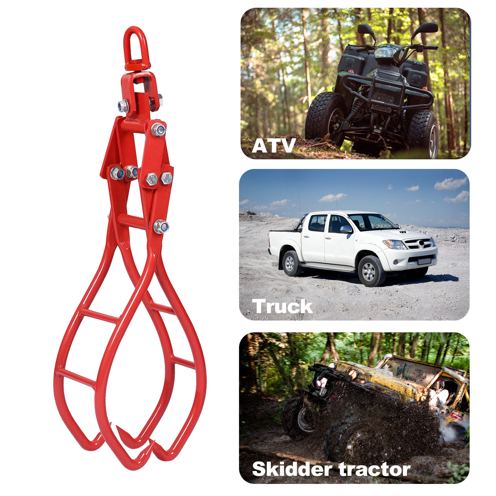 Meckorn 28 Inch Swivel Log Tongs | 3307 lb Steel Log Grapple
