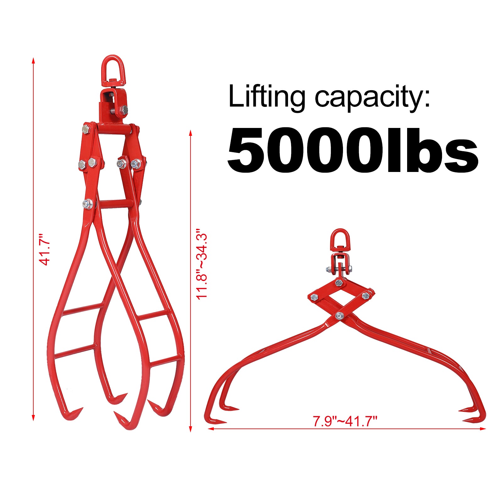 Meckorn 36 Inch Swivel Log Tongs | 3307 lb Steel Log Grapple