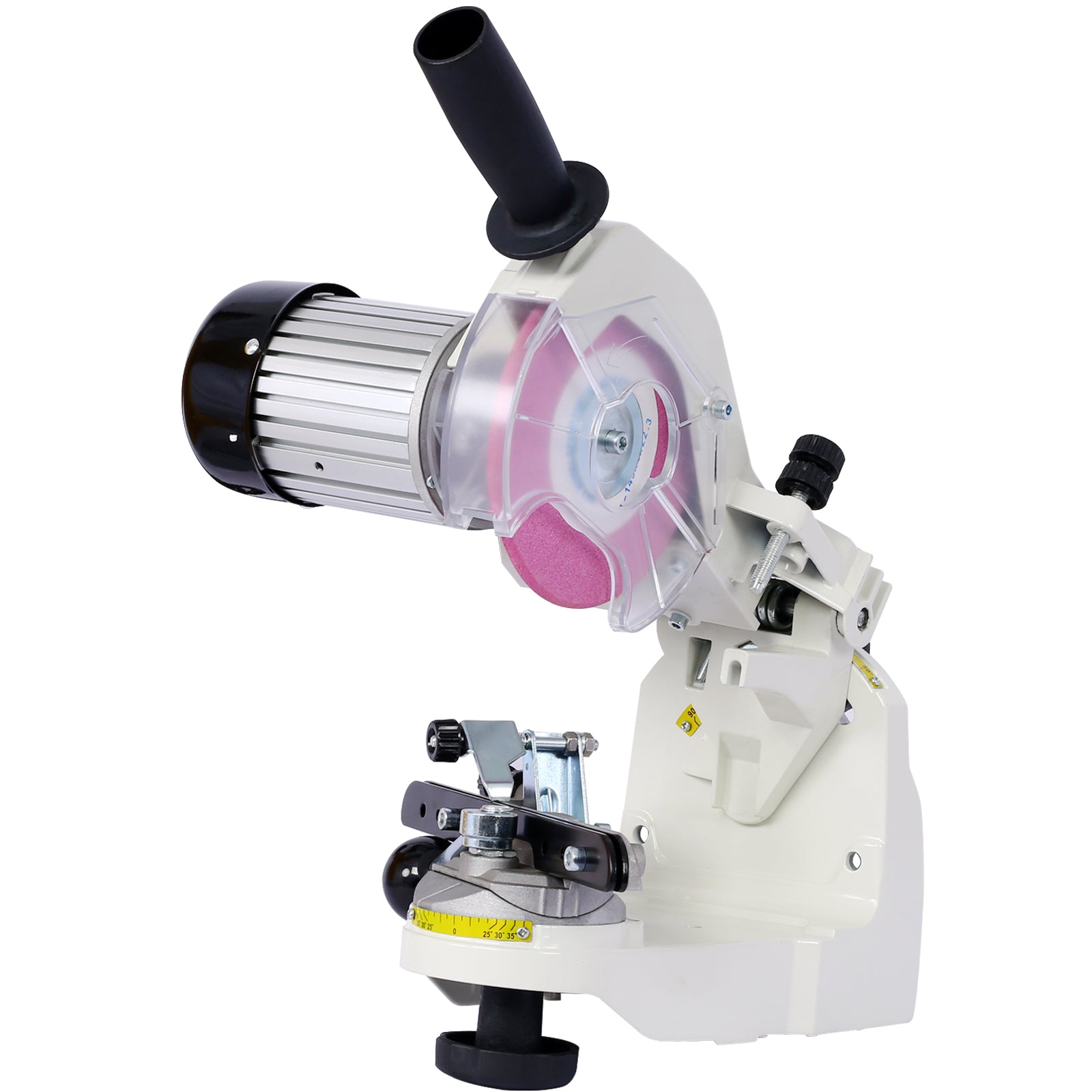 Afilador de motosierra eléctrico Meckorn, afilador de cadena profesional multiángulo ajustable, afilador de banco de 120 voltios con 3 muelas, afilador de cadena de motosierra universal, herramienta para todo tipo de cadenas de motosierra.