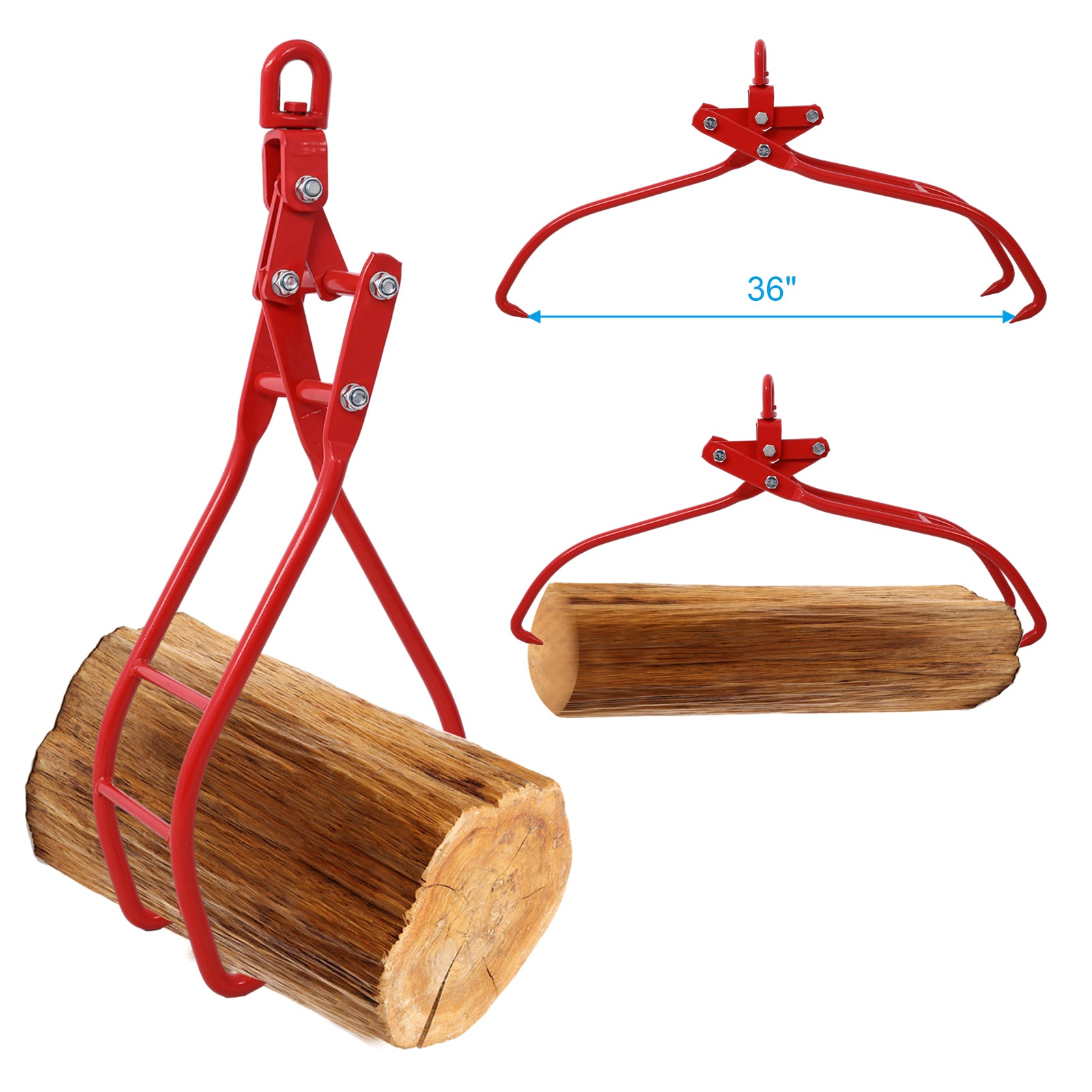 Meckorn 36 Inch 3-Claw Log Grapple | 3000 lb Logging Tongs