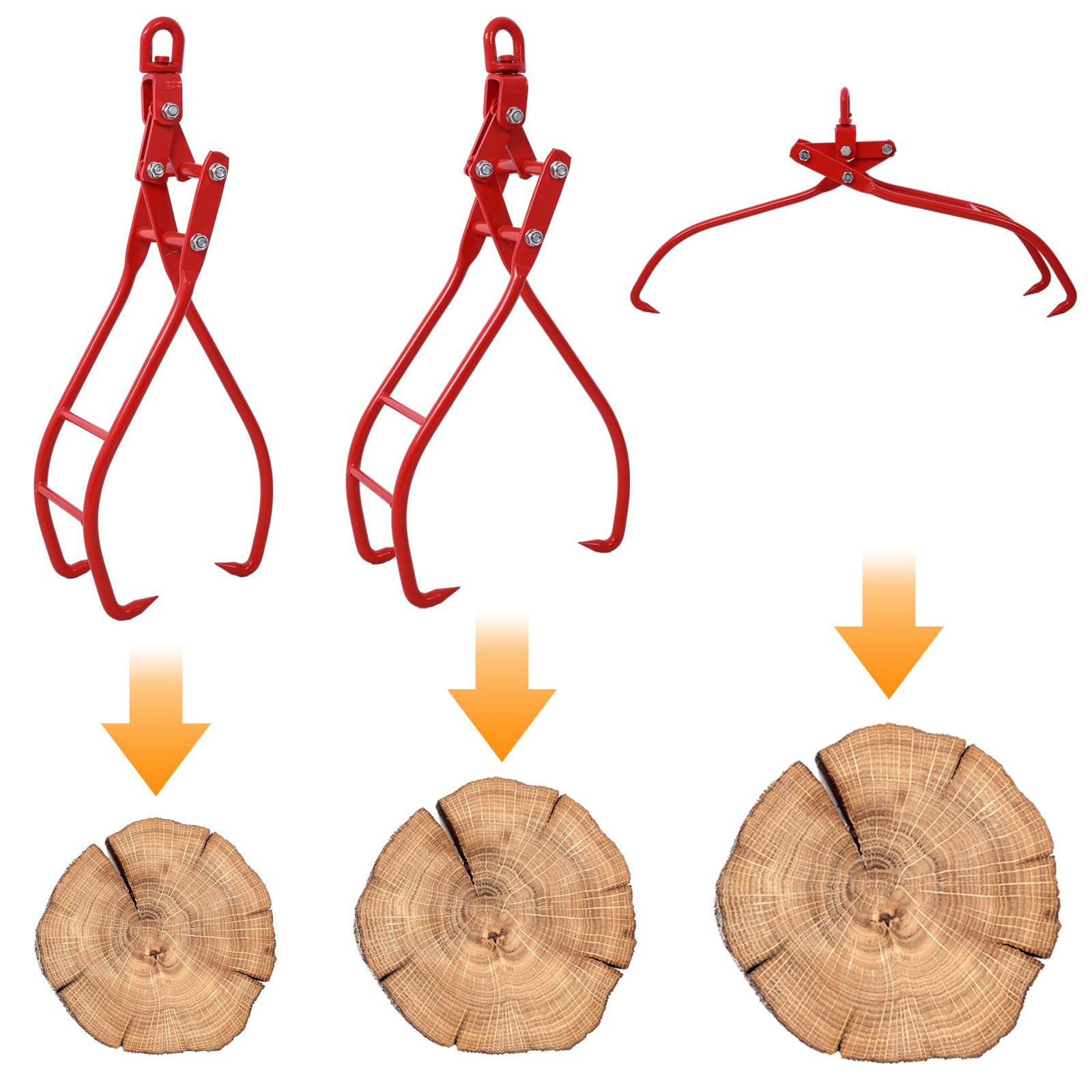 Meckorn 28 Inch 3-Claw Log Grapple | 3000 lb Logging Tongs