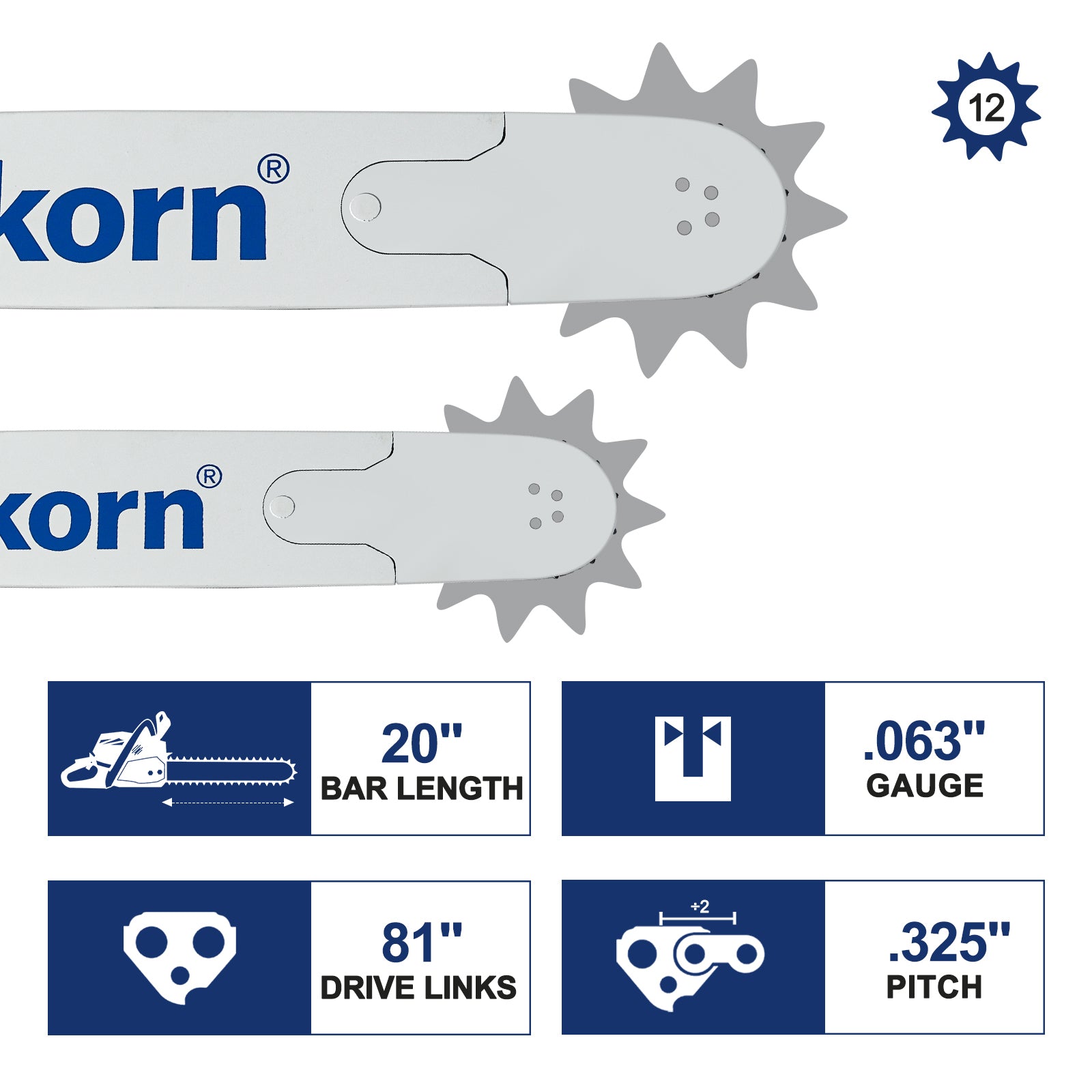 Meckorn 20 Inch Chainsaw Bar & Chain Combo for Stihl MS290, MS271, MS260 | .325" .063" 81DL
