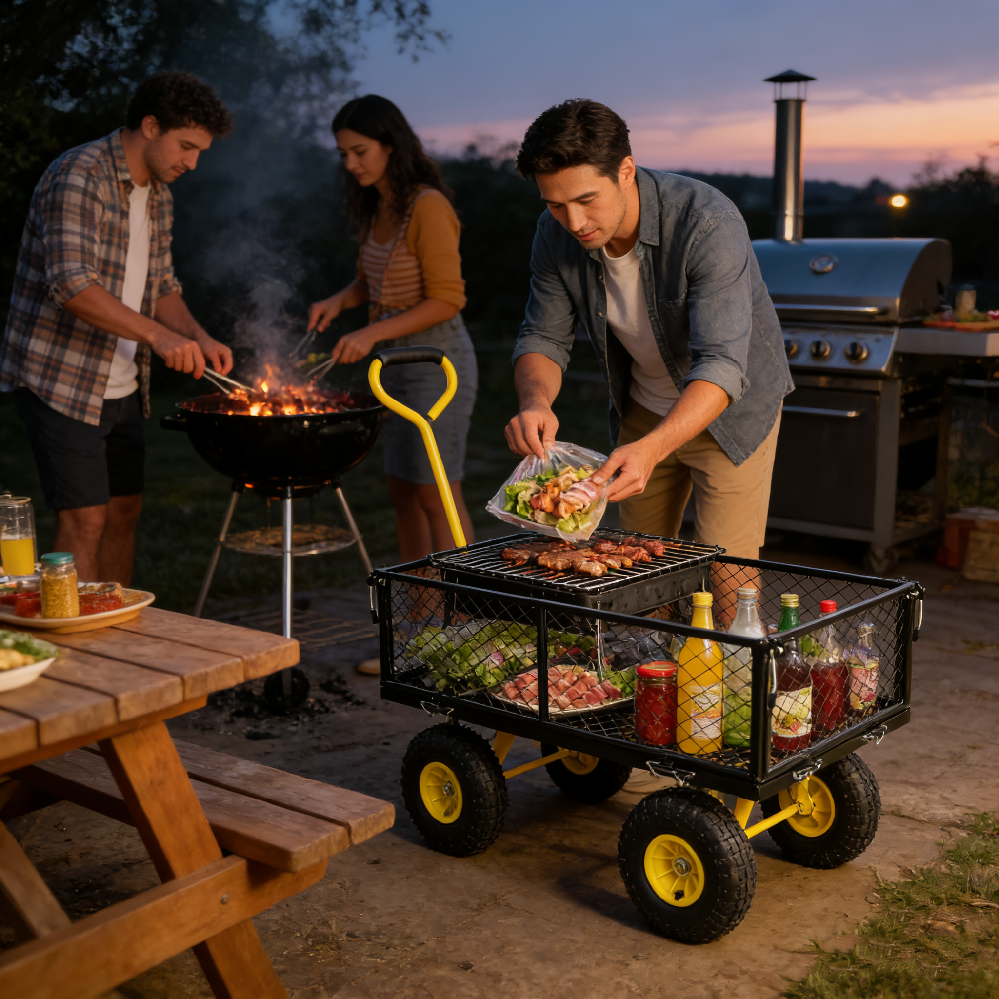 Meckorn 550 lb Heavy-Duty Utility Garden Wagon with Removable Sides