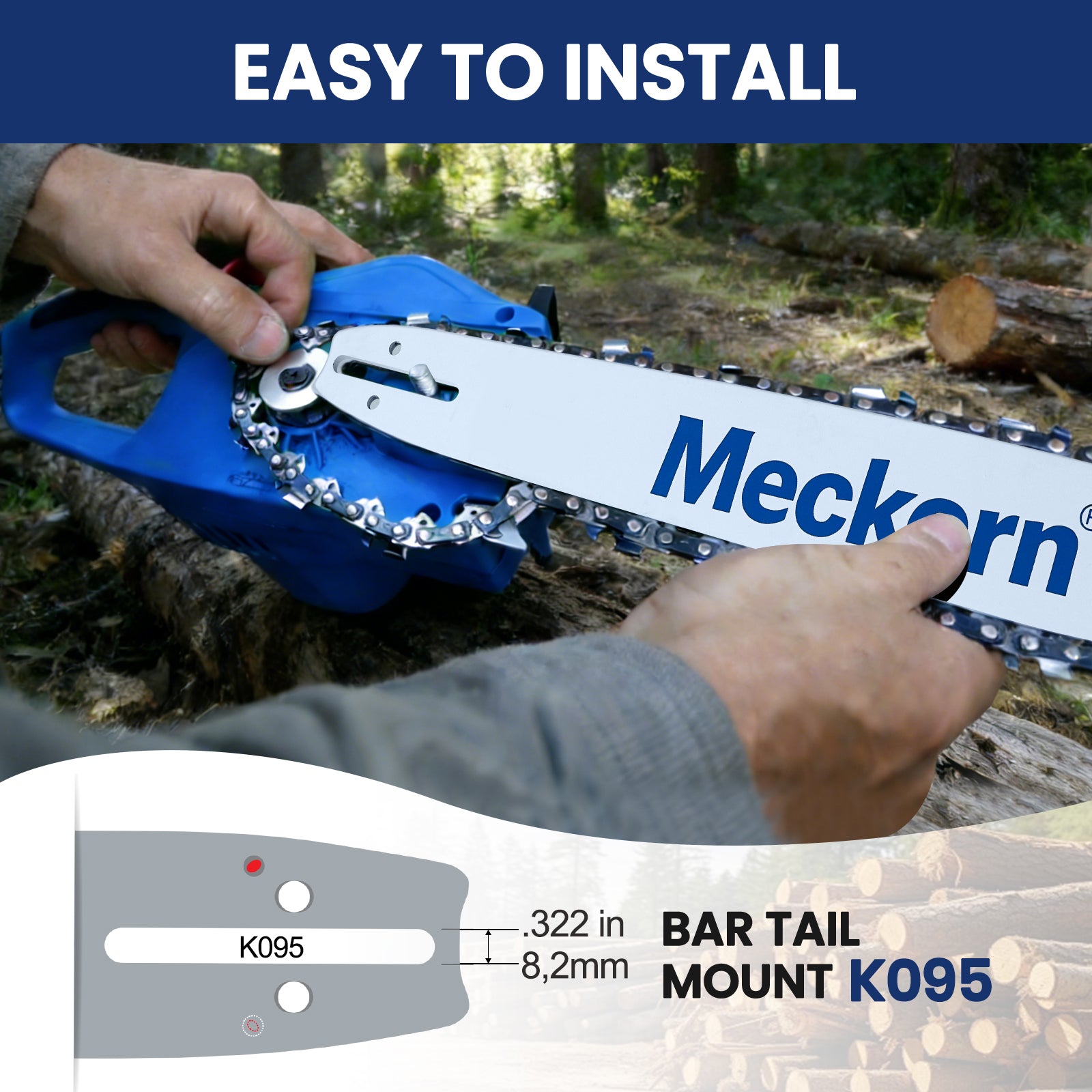 Meckorn 24 Inch Chainsaw Bar & Chain Combo for Husqvarna 460 Rancher, 455 Rancher, 372XP | 3/8" .050" 84DL