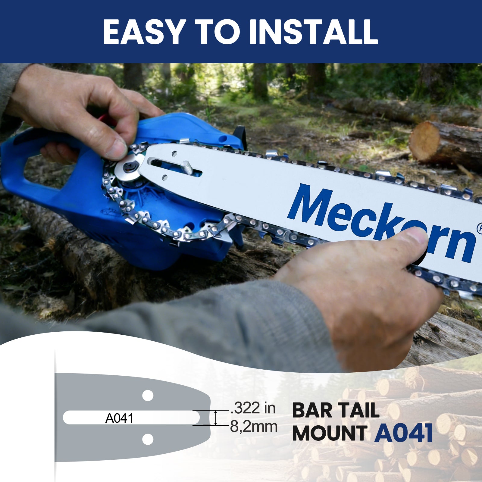Meckorn 20 Inch Chainsaw Bar & Chain Combo for Vevor 58CC, 62CC | .325" .058" 76DL