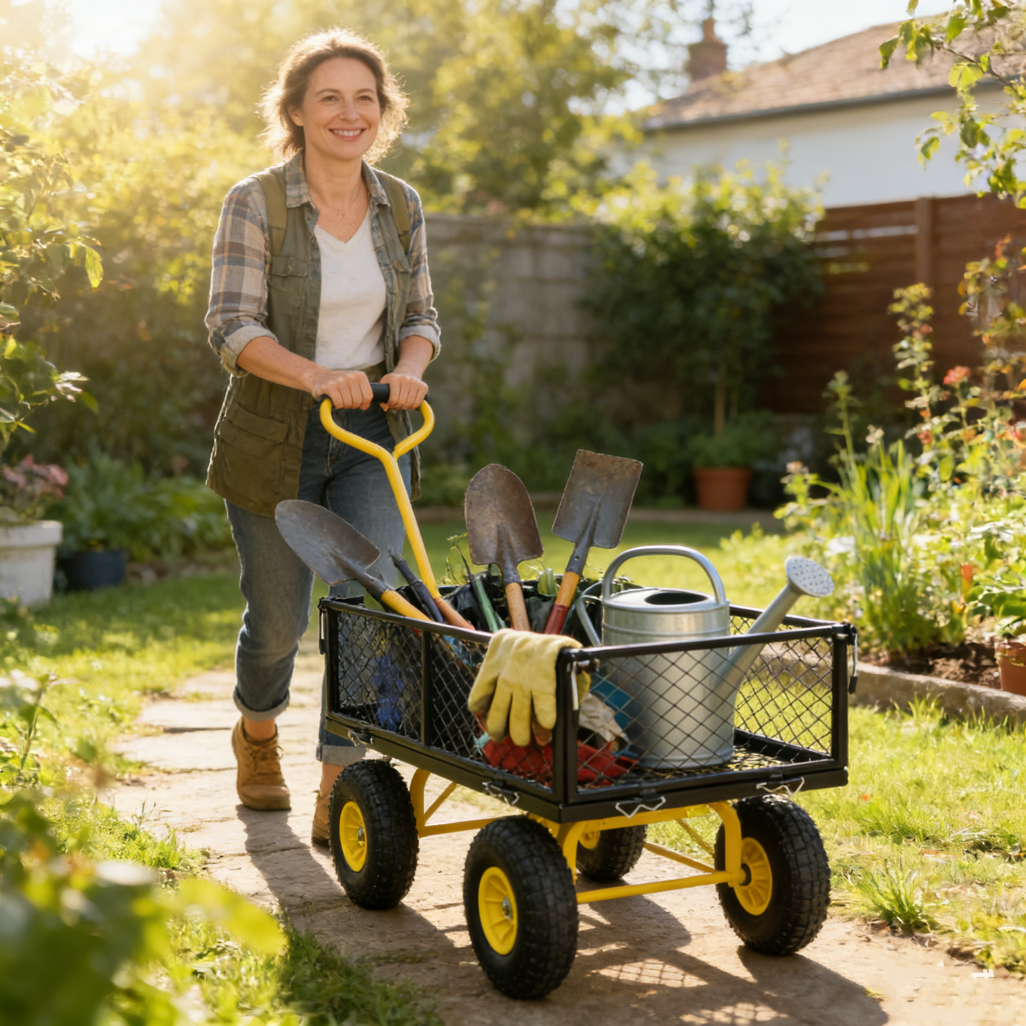 Meckorn 550 lb Heavy-Duty Utility Garden Wagon with Removable Sides