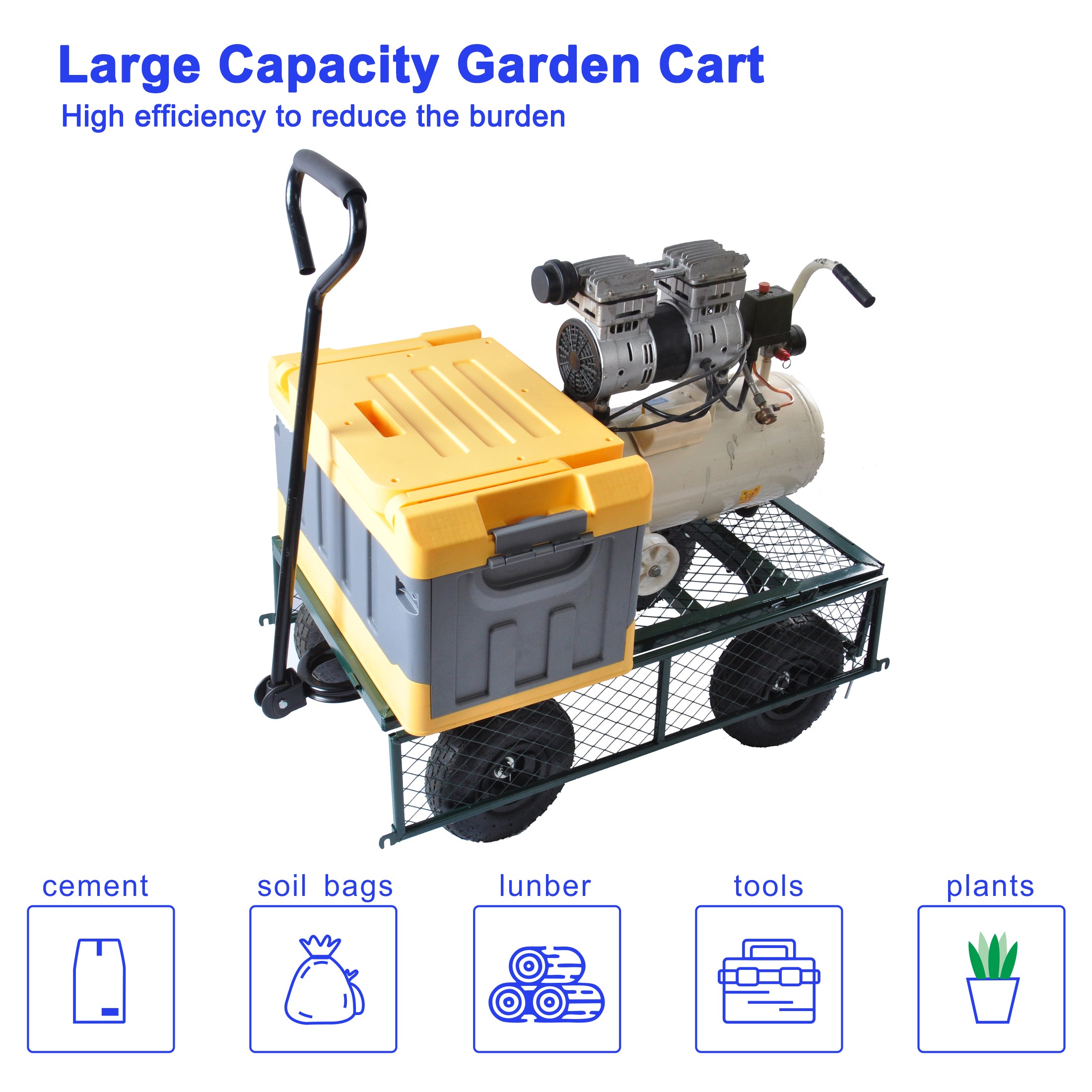 Meckorn Foldable Garden Wagon Cart for Firewood and Yard Transport | Green