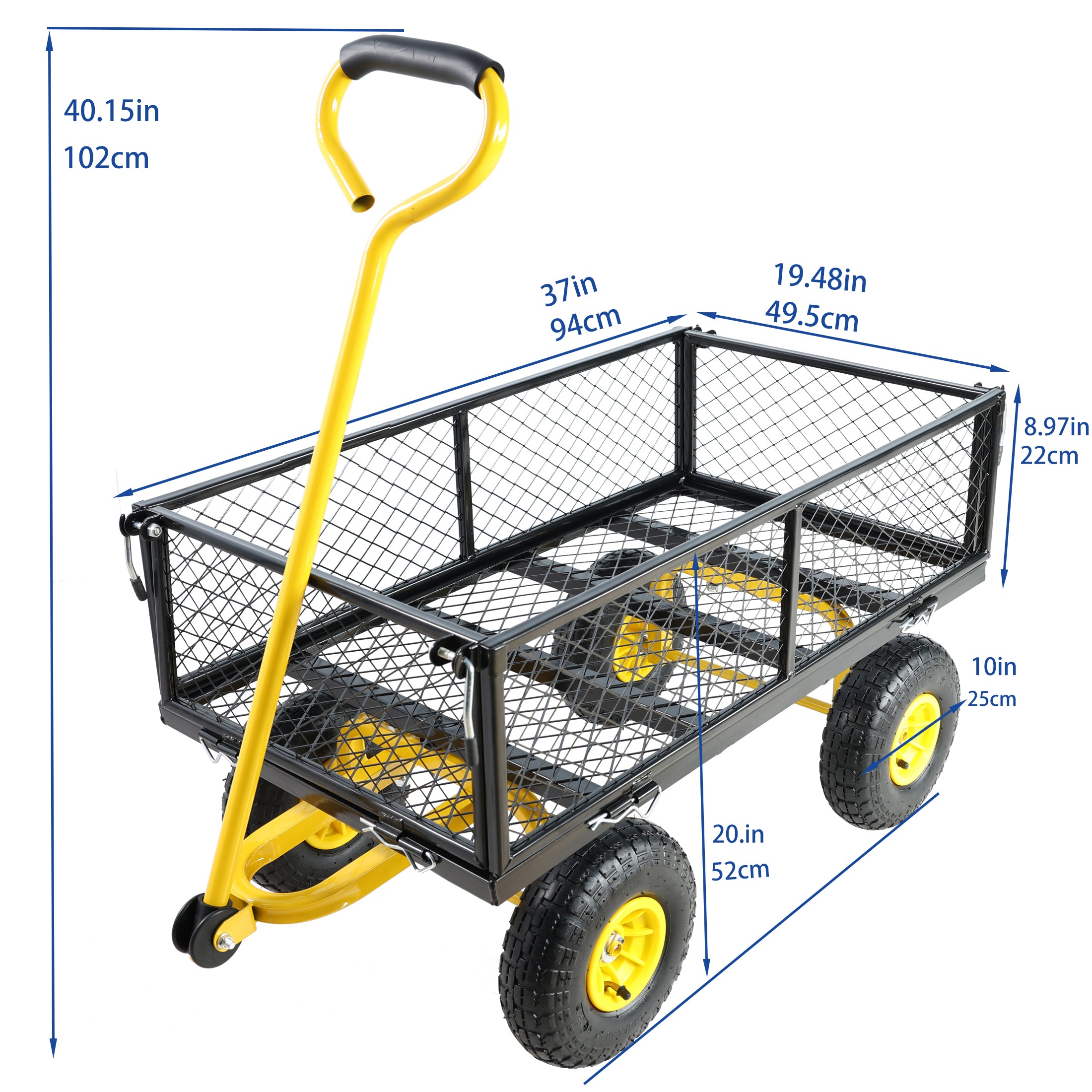 Meckorn 550 lb Heavy-Duty Utility Garden Wagon with Removable Sides