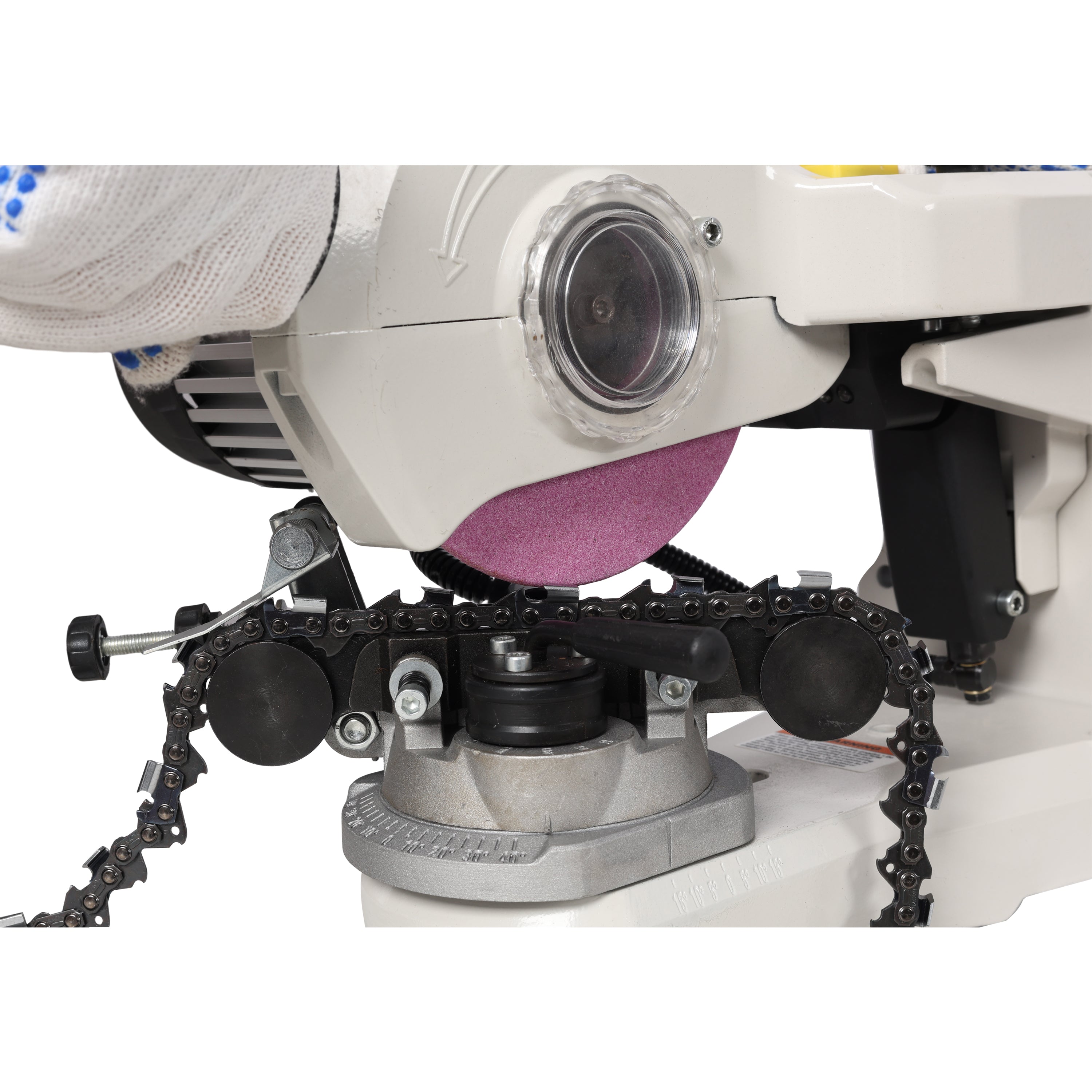 Afilador de motosierra eléctrico Meckorn, afilador de cadena de sierra con muelas de 1/8 y 3/16 de pulgada, afilador de cadena de motosierra profesional para montaje en banco o pared, herramienta afiladora de motosierra 