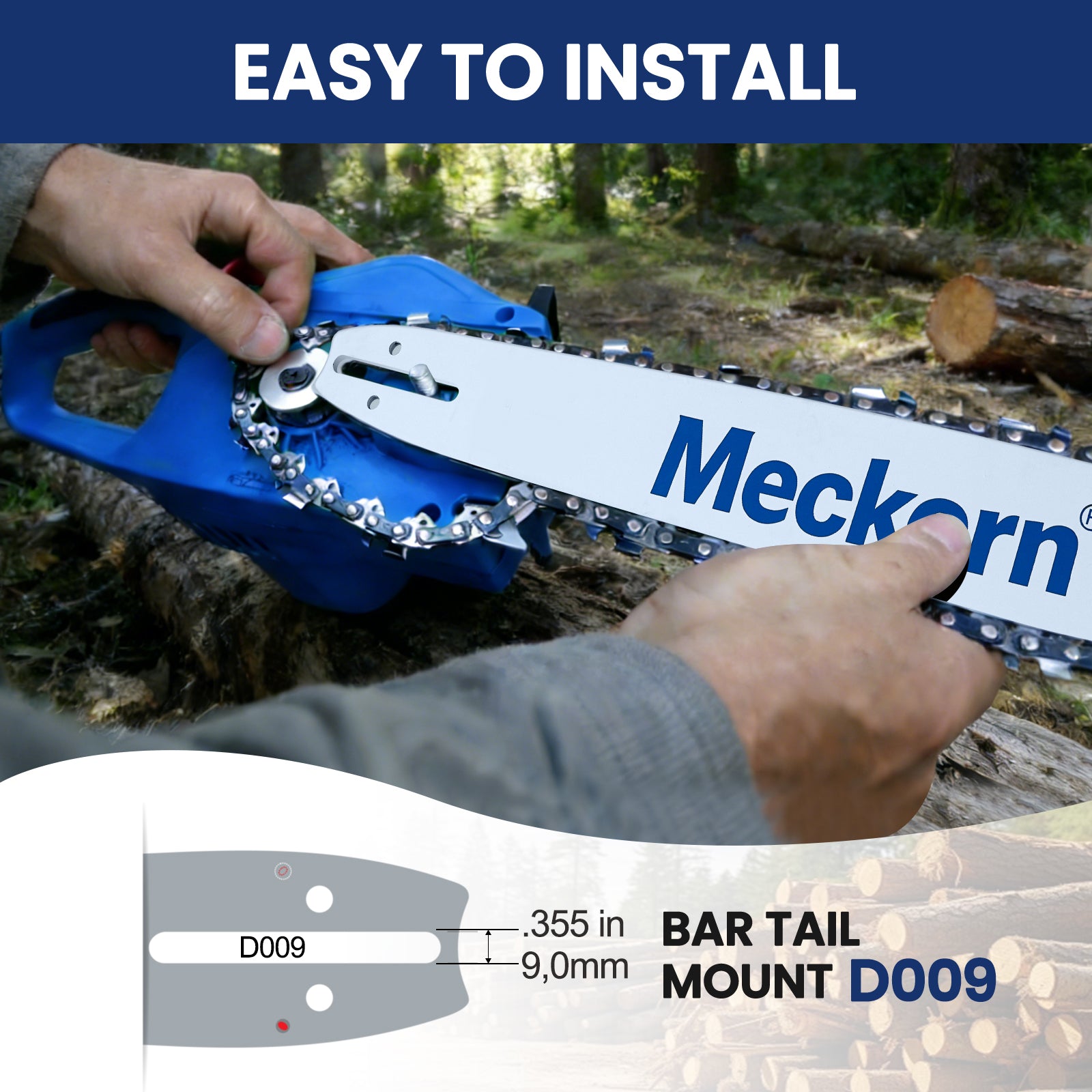 Meckorn 24 Inch Chainsaw Bar & Chain Combo for Husqvarna 372XP, 365, 390XP | 3/8" .050" 84DL