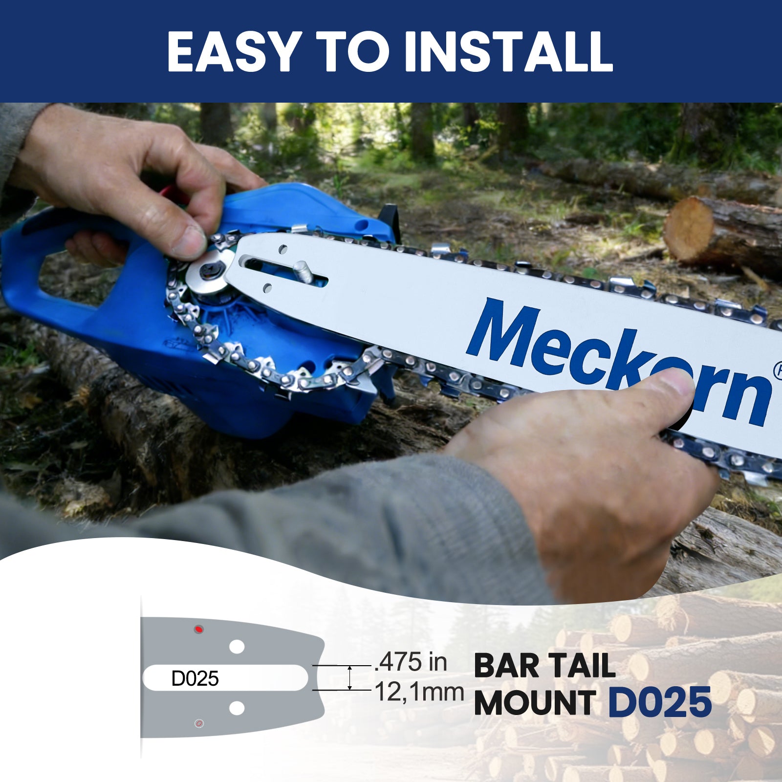 Meckorn 20 Inch Chainsaw Bar & Chain Combo for Stihl MS270, MS360, MS361 | 3/8" .050" 72DL