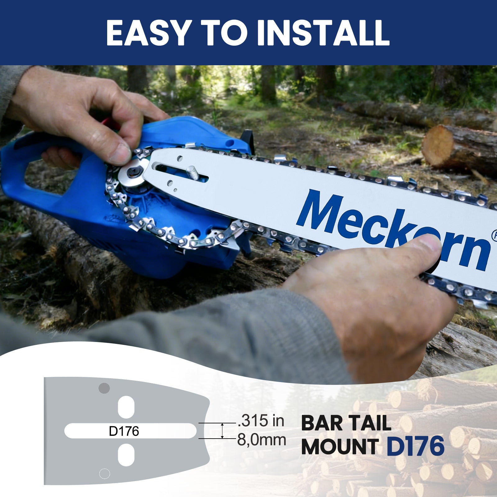 Meckorn 24 Inch Chainsaw Bar & Chain Combo for ECHO CS-590, CS-7310P & CS-7310PW | 3/8" .050" 84DL