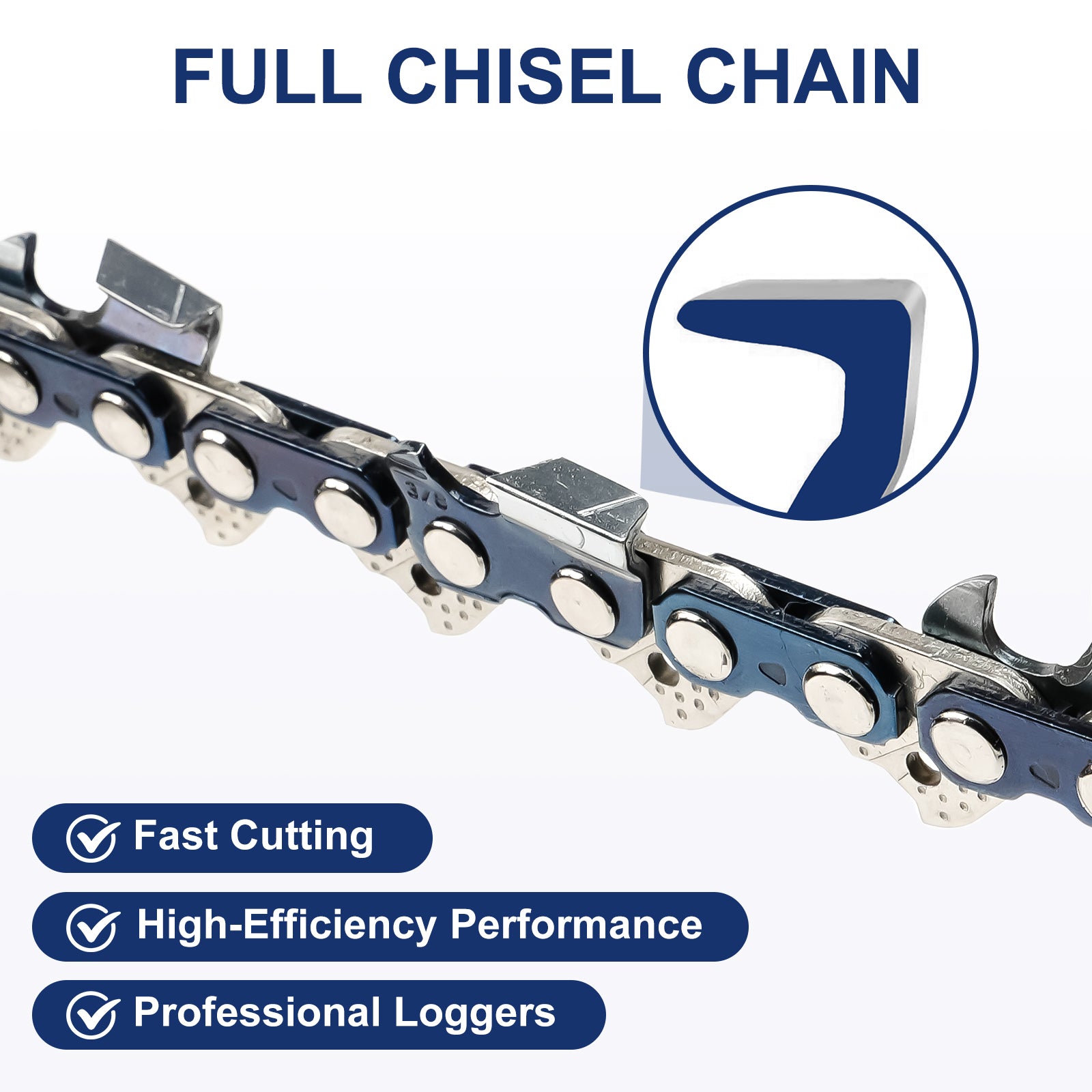 Meckorn 18 Inch Chainsaw Chain 3/8" Pitch .050" Gauge 64 Drive Links, Fit for Echo CS-600P, CS-450, CS-490,  CS-620, 63PM364E, Jonsered 2160, Makita DCS430, Replacement for Oregon S64 72EXL064G